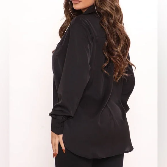 CEO Of Slaying Black Button Down Top - Picture 2 of 5